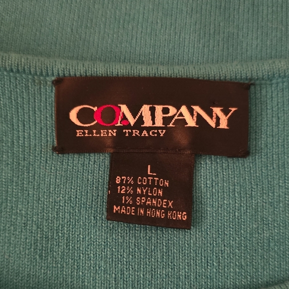 Company Ellen Tracy Sleeveless Classic Minimalist Knit Top Teal Blue Large - Picture 3 of 4